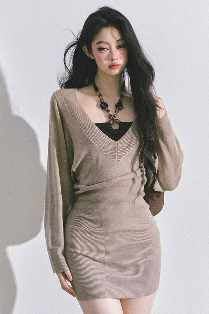 Gold Wisdom French Knitted Dress Set-Up