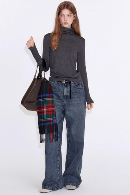 Cashmere Blend Knit Slimmimg Sweater