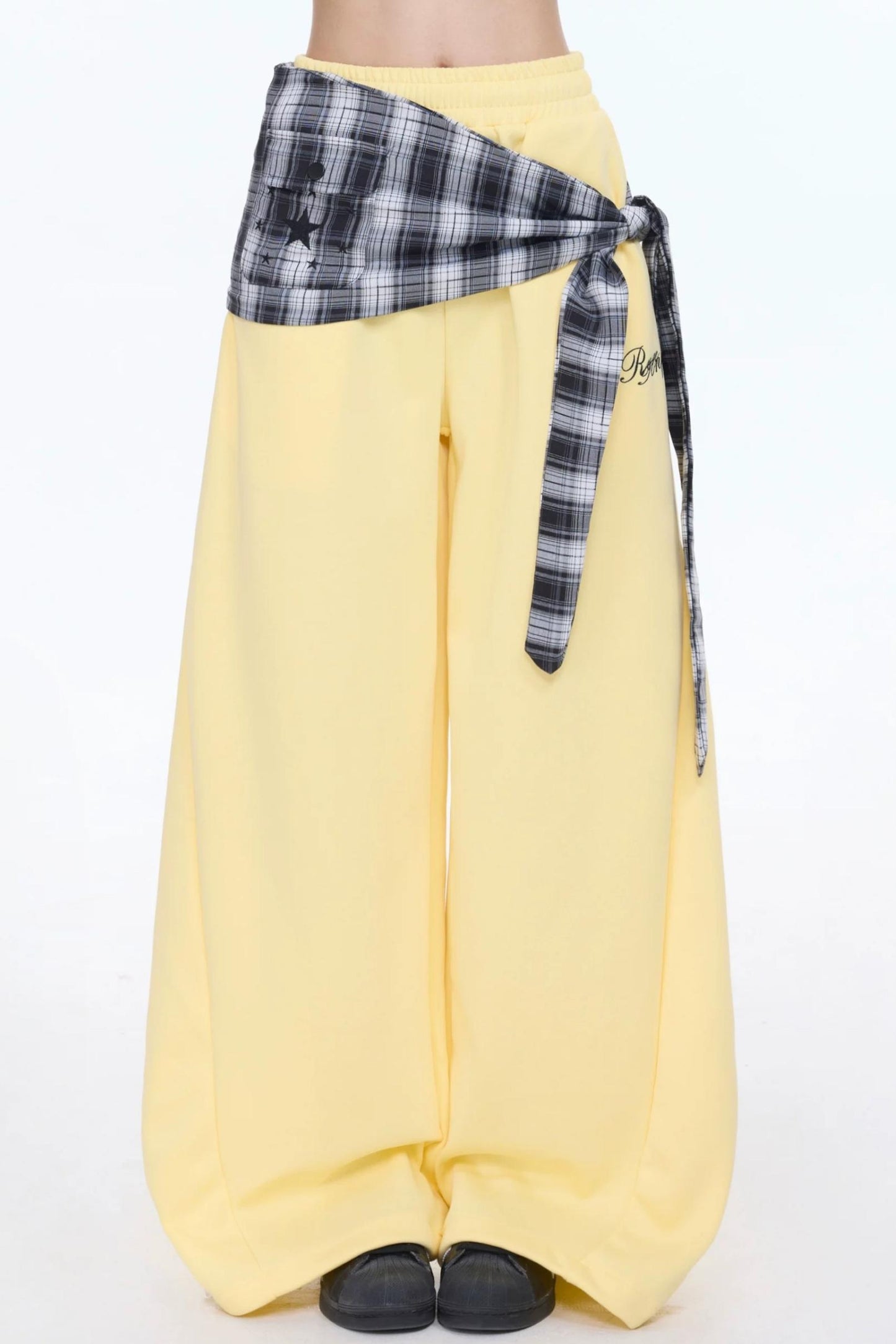 Retro Elastic Wide-Leg Pants