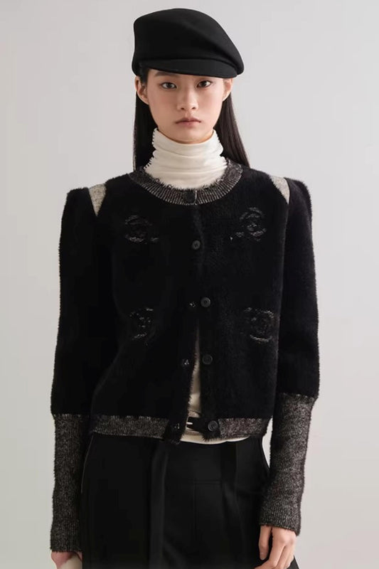 Scattered Roses Jacquard Cardigan