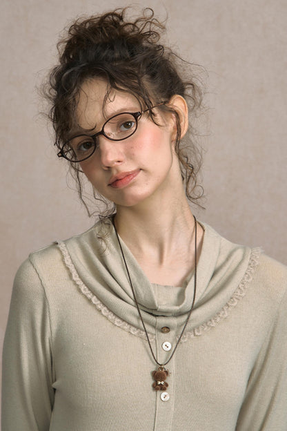 Fake Two Piece Wind Lace Knitted Top