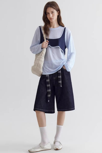 Color-Blocking Two-Piece Top