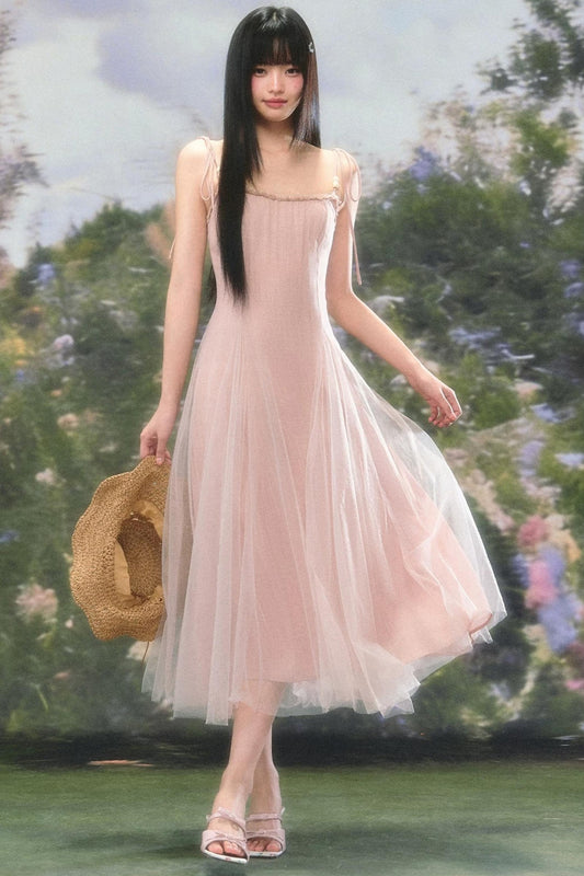 Atmospheric Pink Mesh Dress