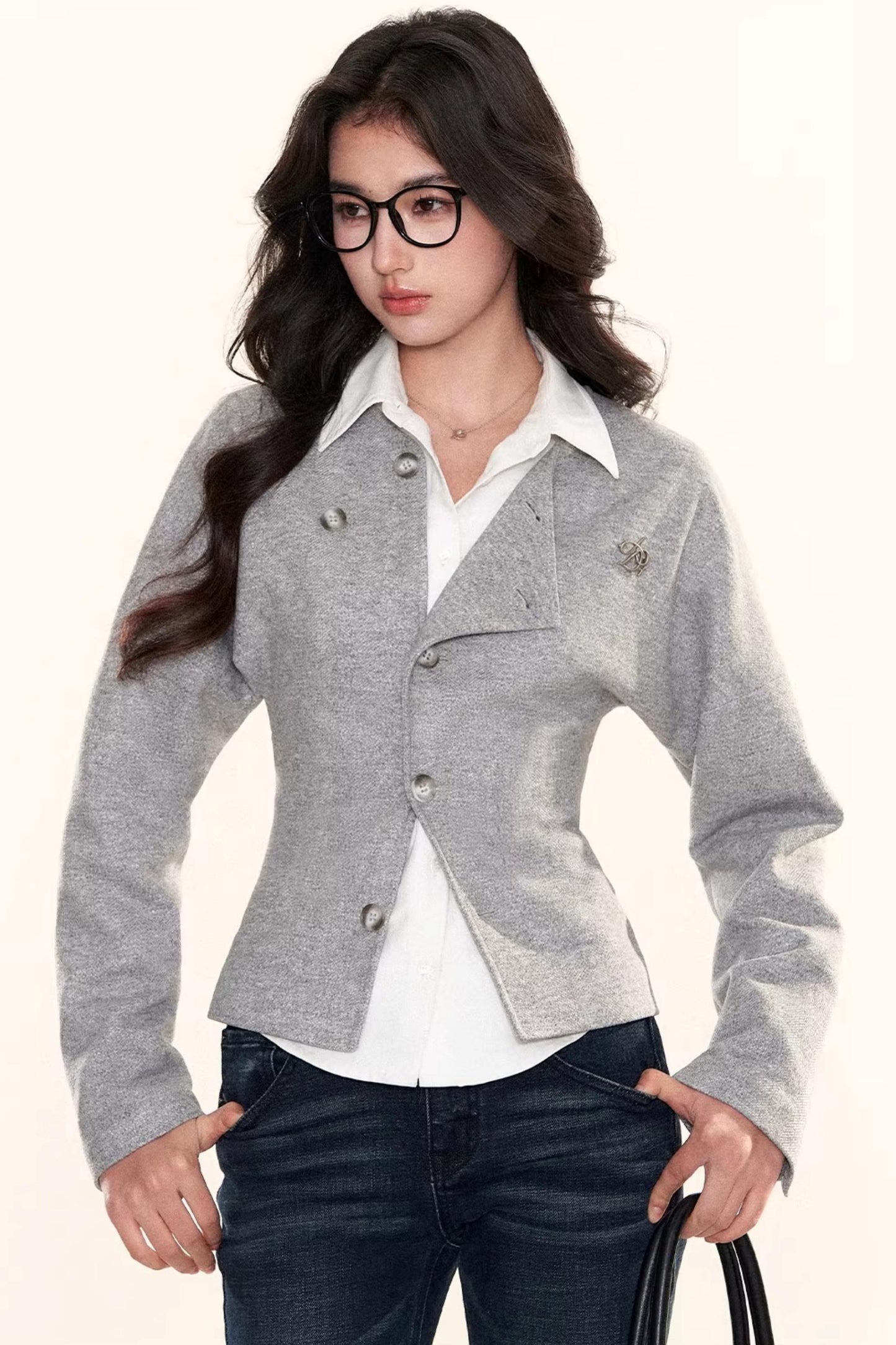 Gray Deconstructed Wool Cardigan