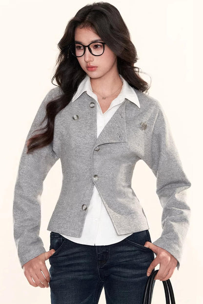 Gray Deconstructed Wool Cardigan