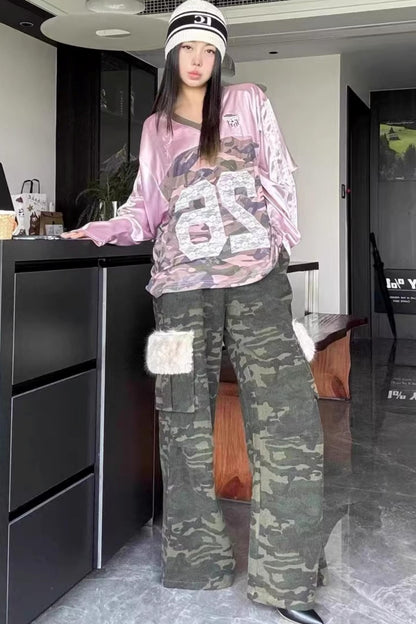 Retro-Cargohose mit Tarnmuster