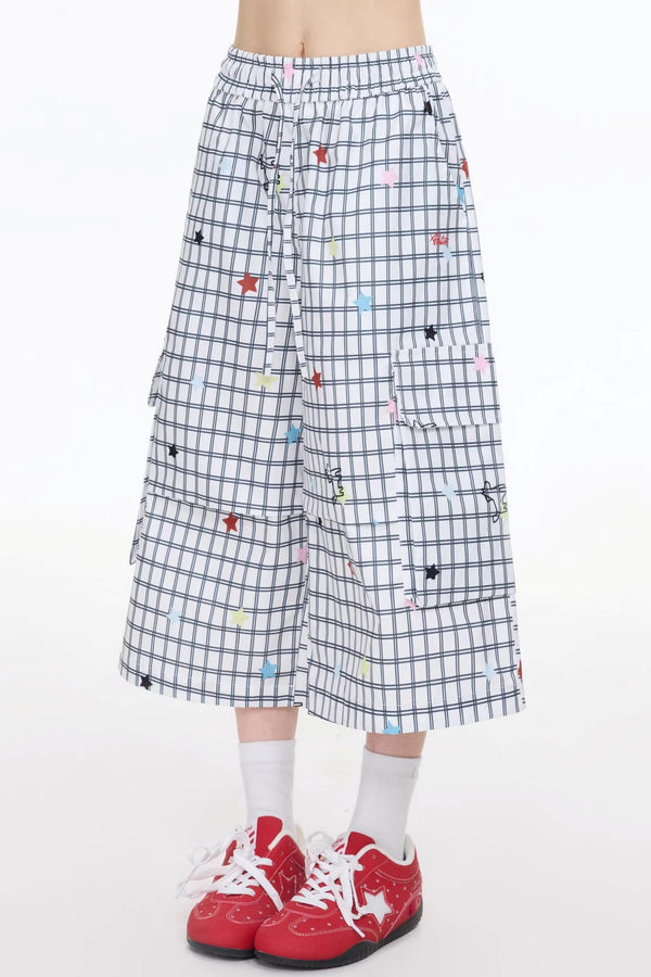 Plaid Striped Cropped Pants