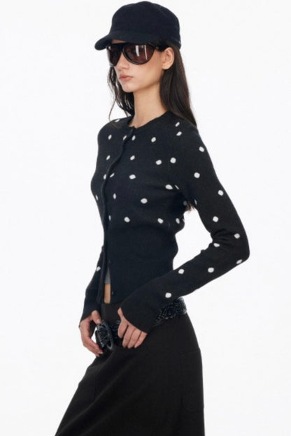 Vintage Polka Dot Base Knit Cardigan