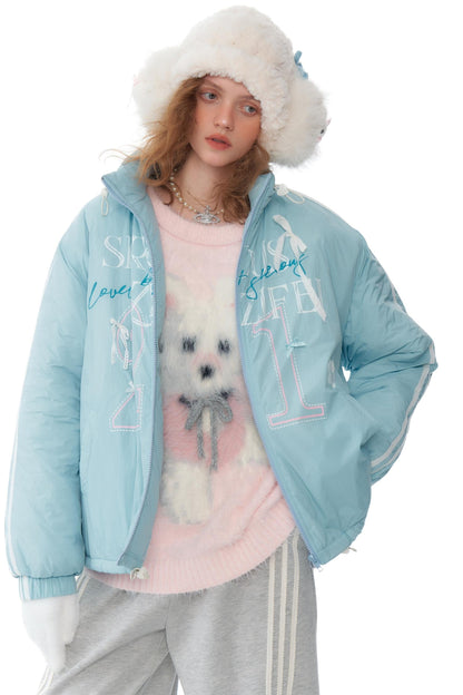 Retro Sky Blue Sports Cotton Jacket