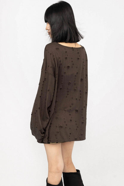 Distressed Sleeve Top