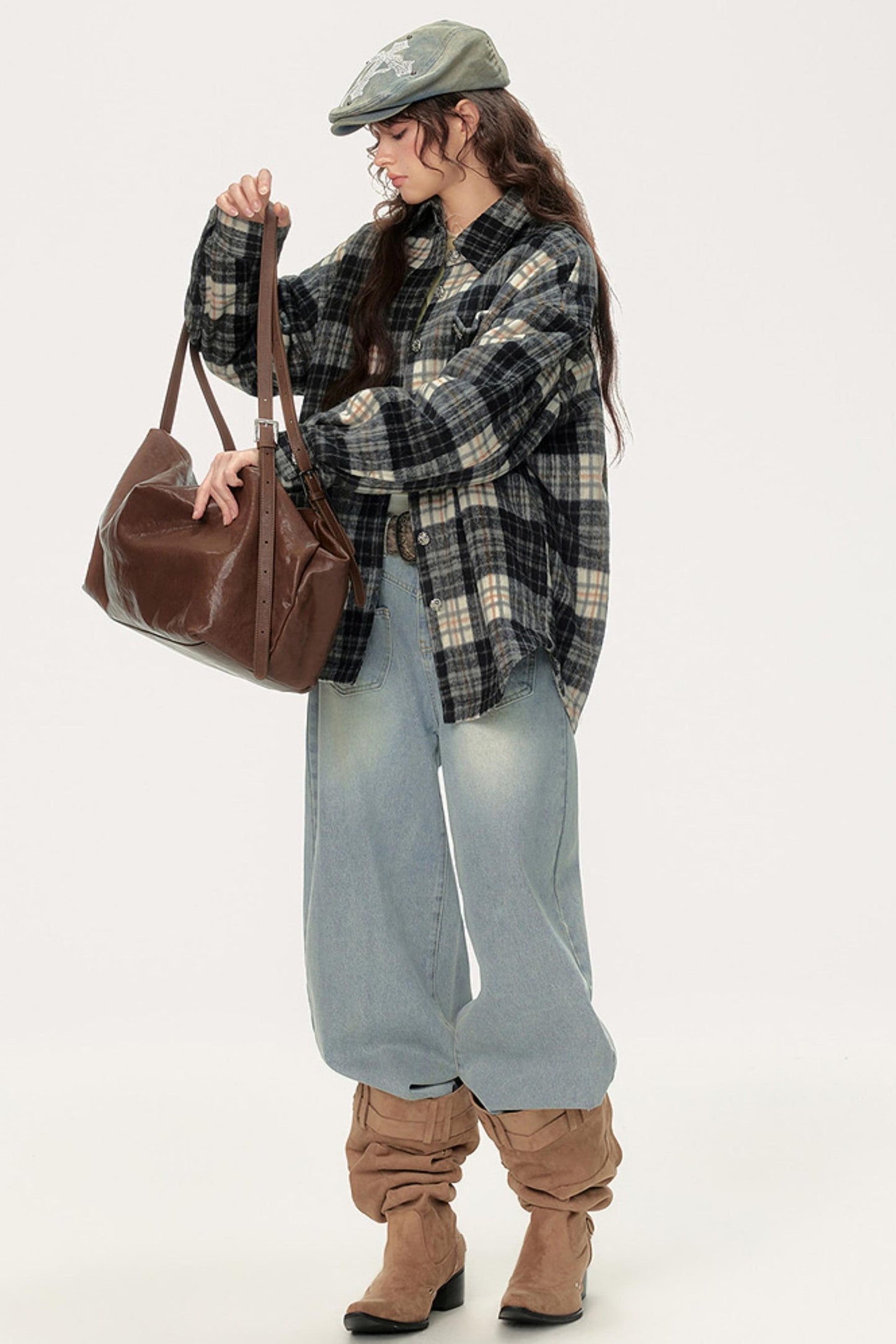 Chic Retro Plaid Collar Shirt