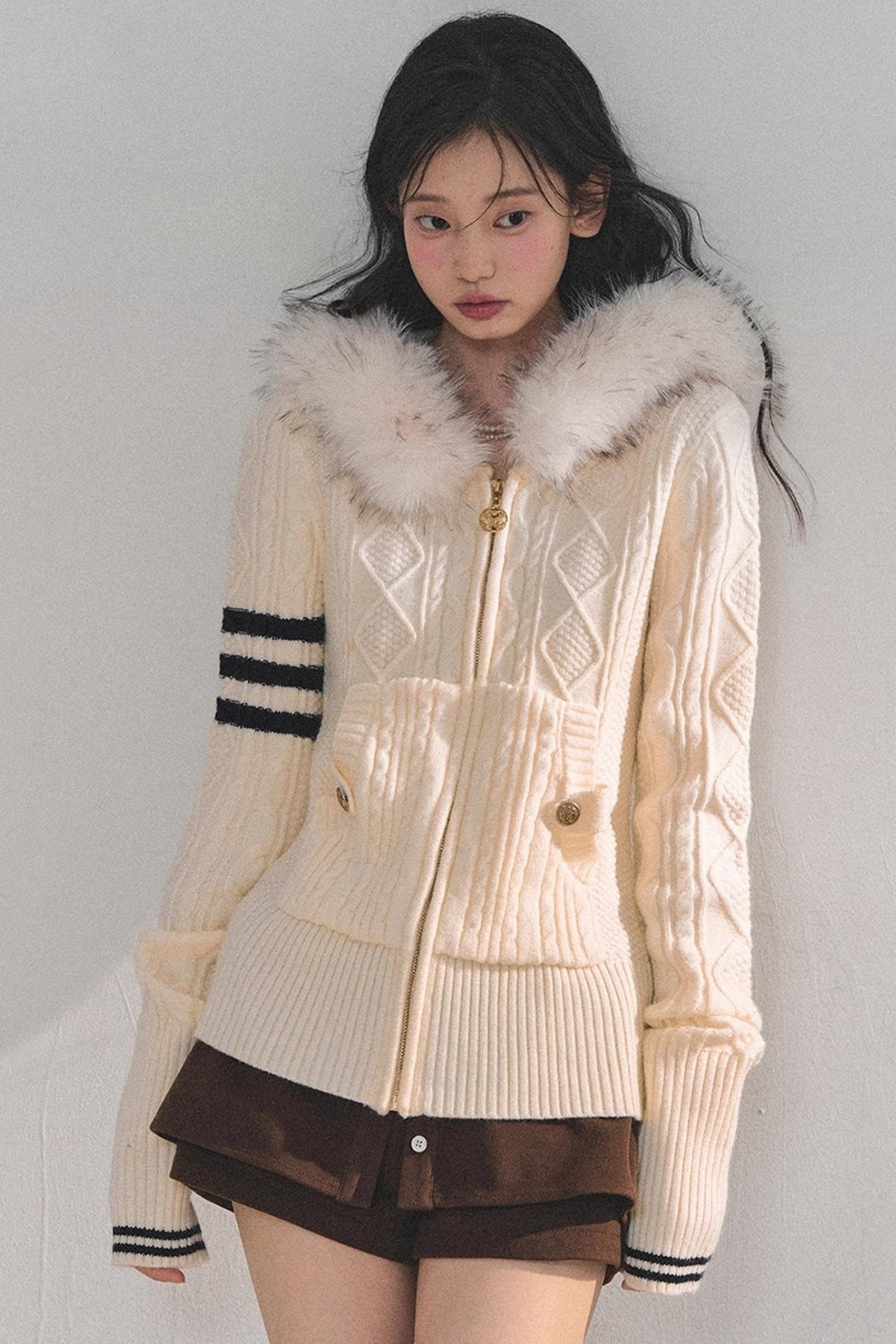 American-Style Hooded Knit Sweater