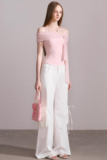 One-Shoulder Mesh Top