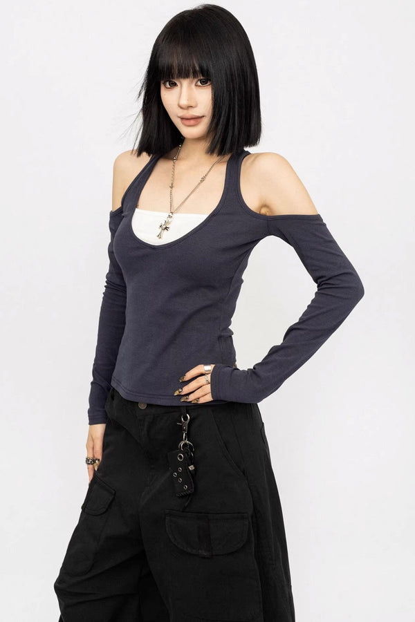 Top con cuello halter y hombros descubiertos
