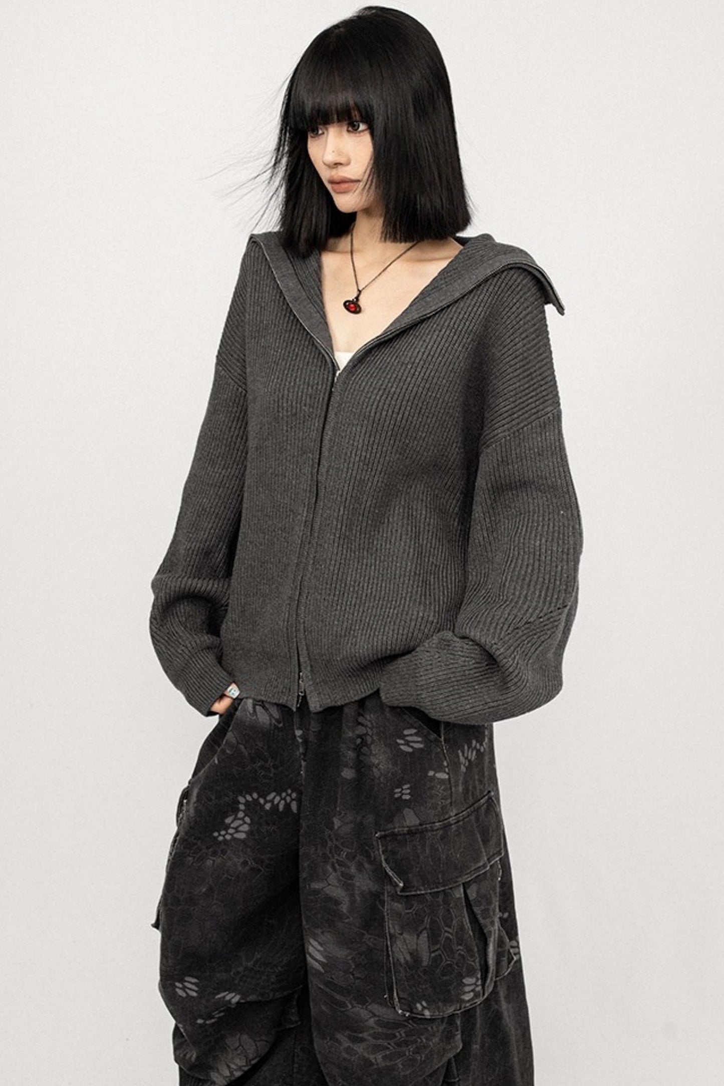 Vintage Zipper Sweater Coat