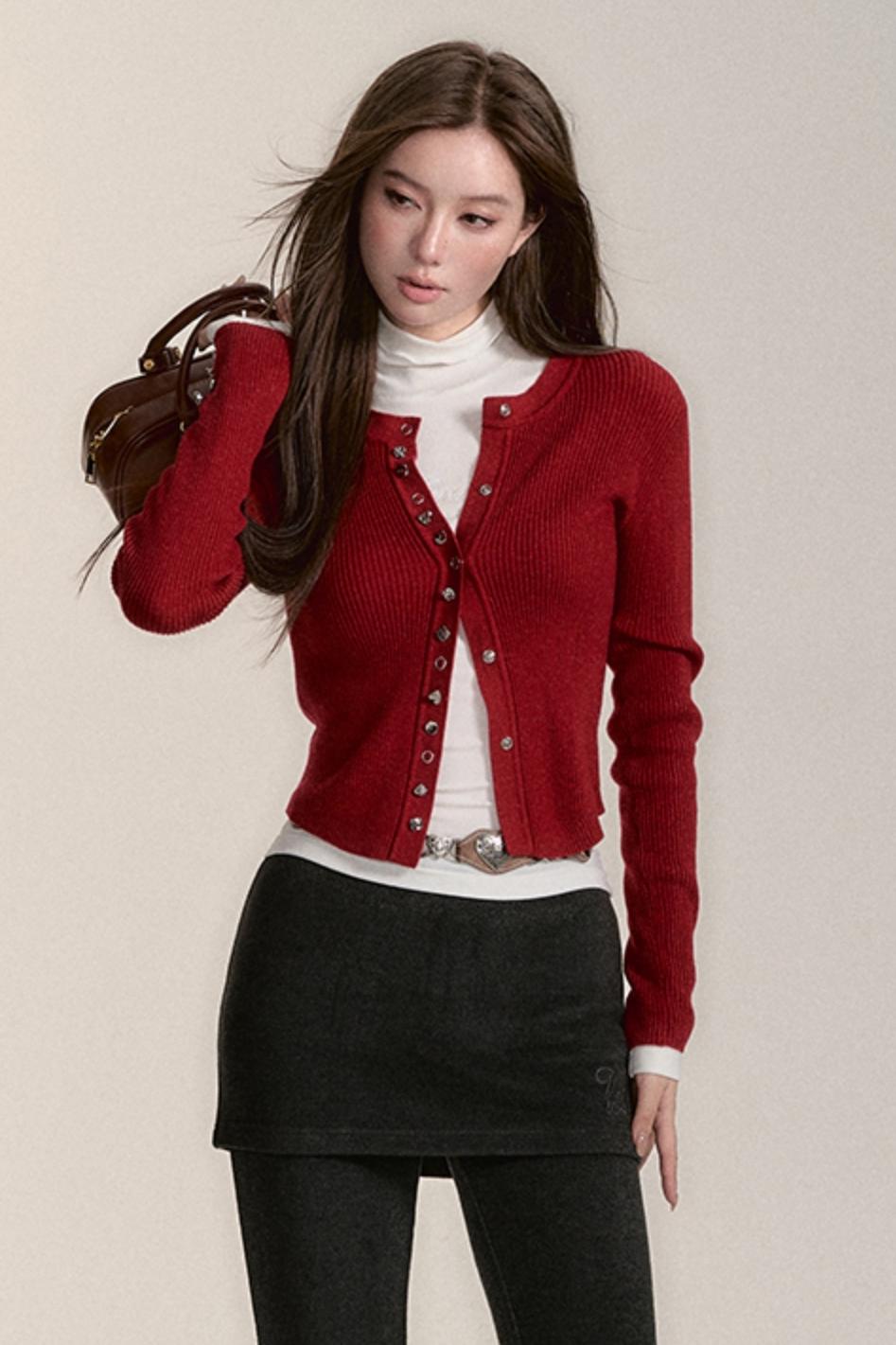 Slim Wool Button Cardigan