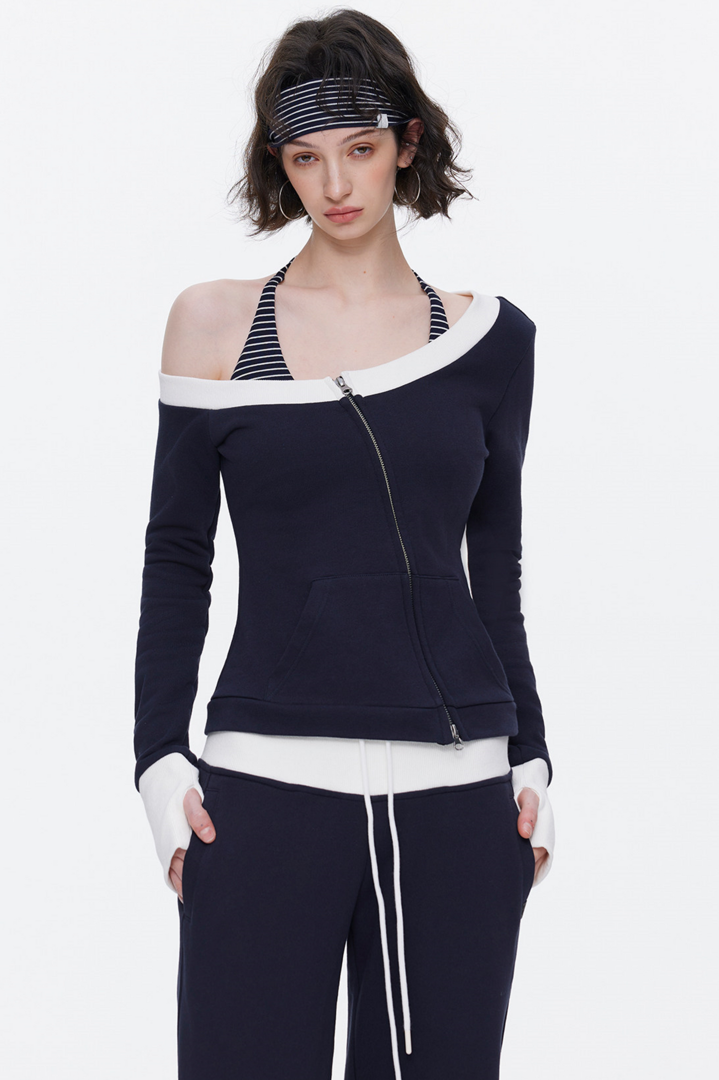 One-Shoulder Color-Blocked Top Set-Up