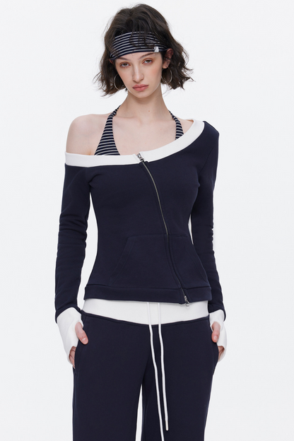 One-Shoulder Color-Blocked Top Set-Up