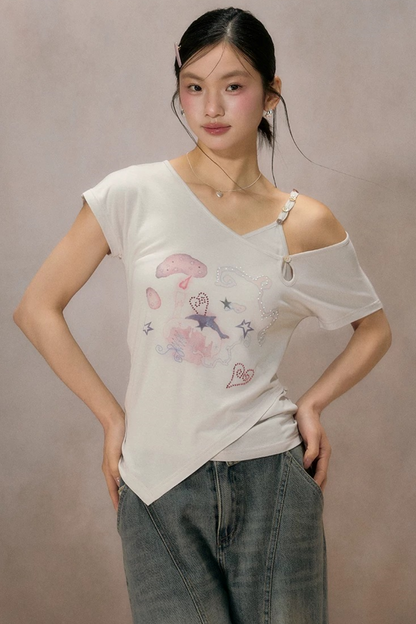Sternenlicht-Traum schulterfreies T-Shirt