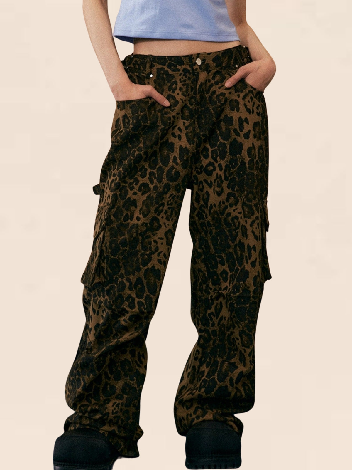 American Retro Leopard Print Casual Pants