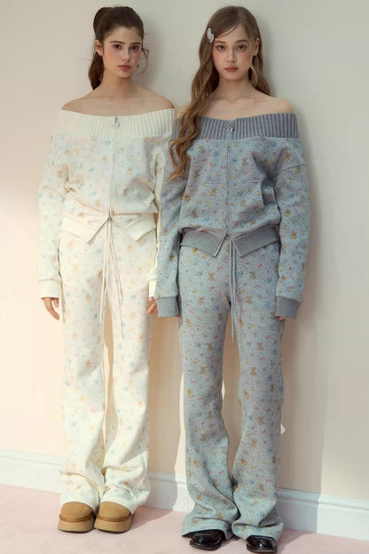 One-Shoulder Sweater With Trousers Set-Up