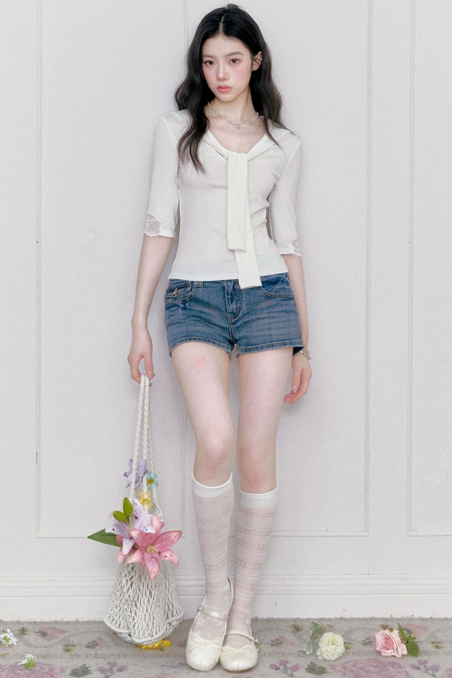 Retro-Jeansshorts mit geradem Bein