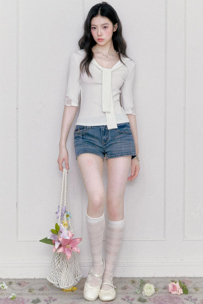 Retro-Jeansshorts mit geradem Bein