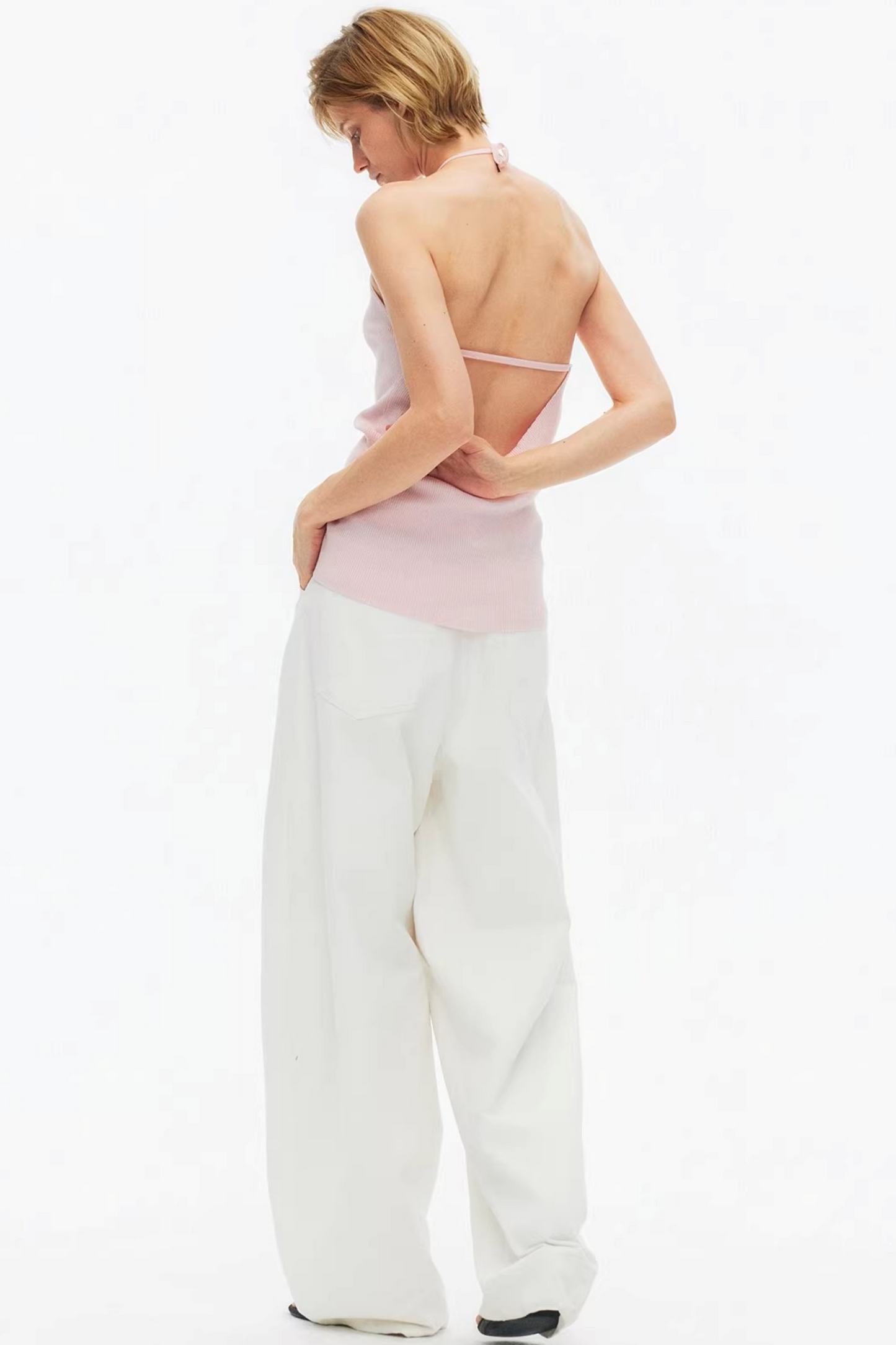 Lyocell Lace-Up Ribbed Vest