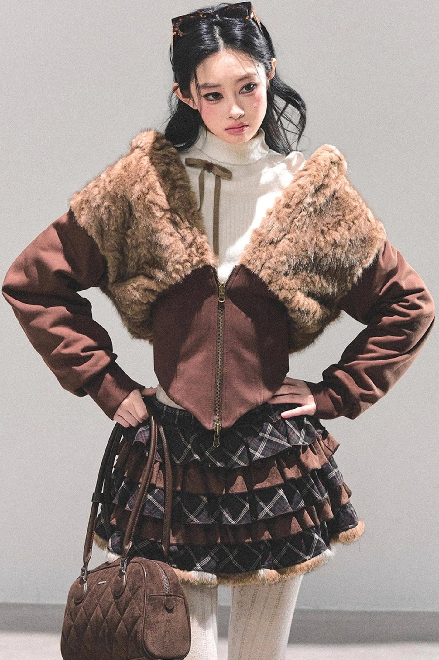 Sleeping with Snow Lamb Wool Coat