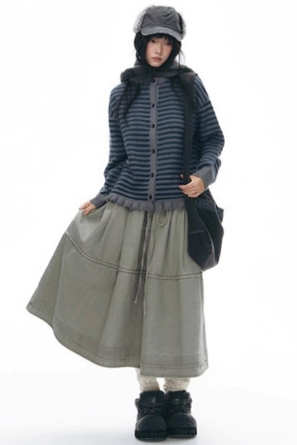 Knit Button Neck Snood Style Hat