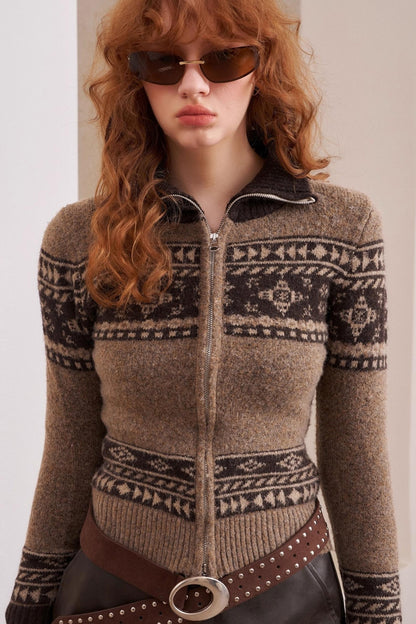 Fair Isle Jacquard Knitted Cardigan