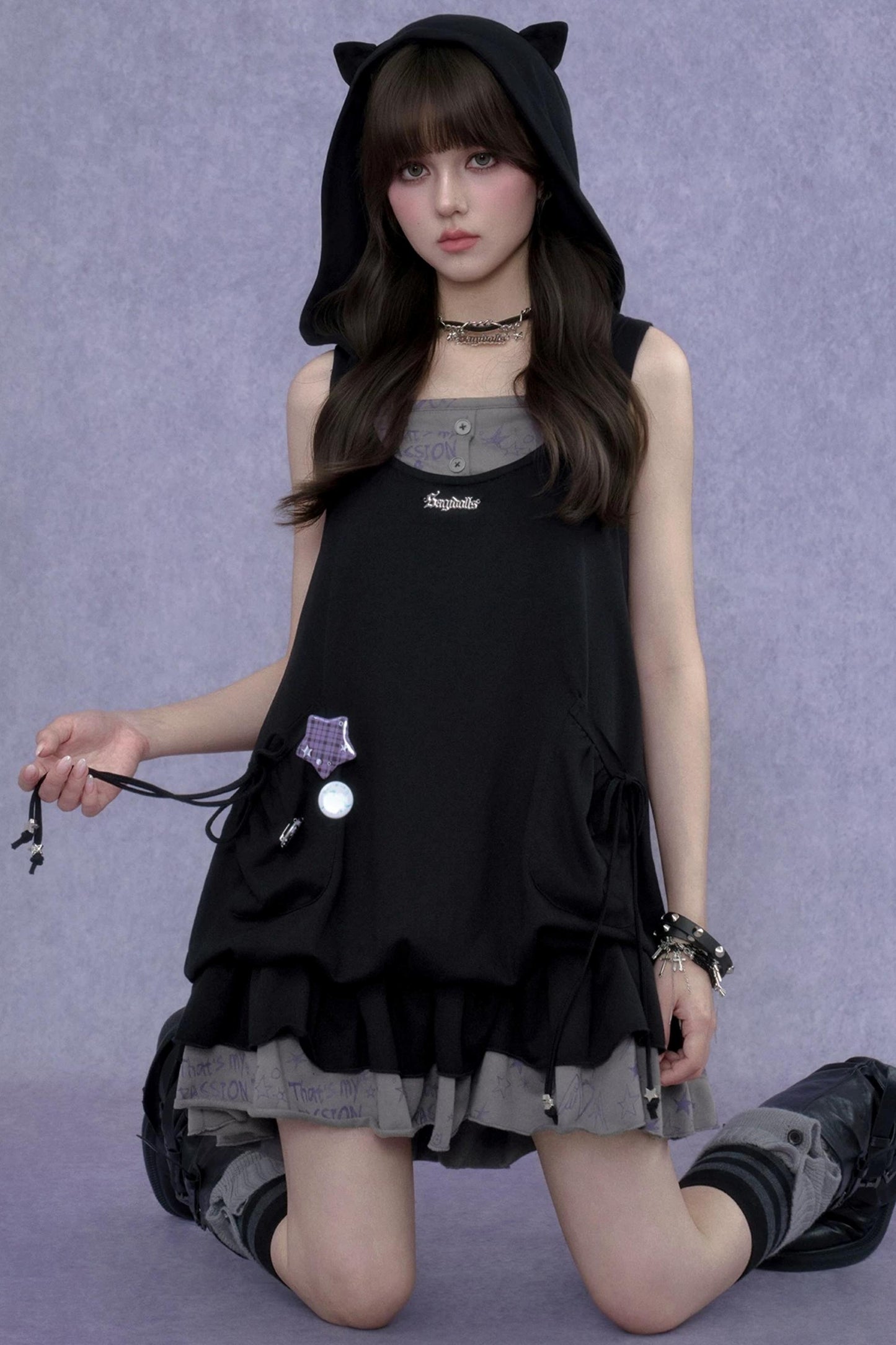 Graffiti Print Two-Piece Dress Set-Up