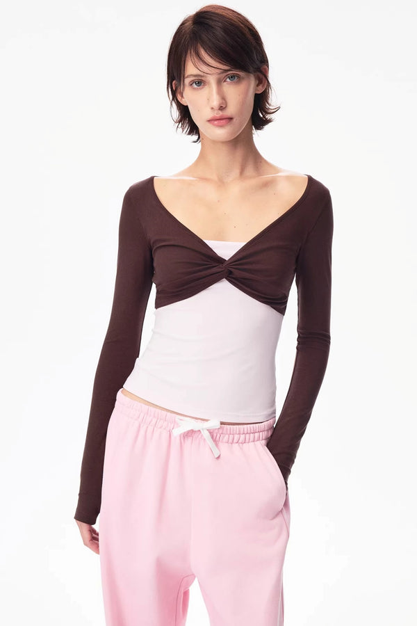 Color-Blocked Knot Design Top