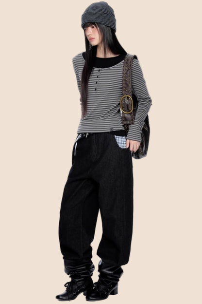 Striped Patchwork Knitted Top