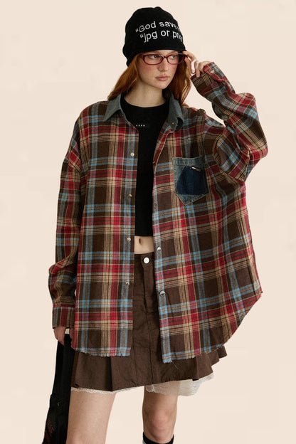 American Vintage Plaid Frayed Shirt