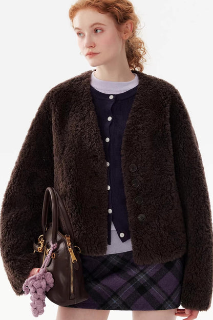Shearling Wool Short Coat