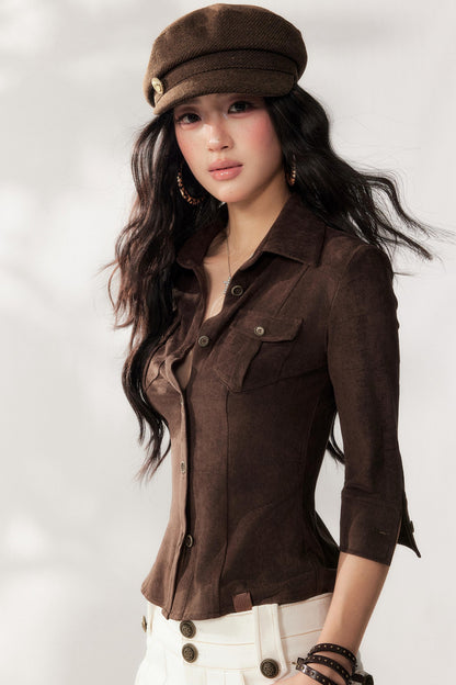 Retro Suede Workwear Shirt