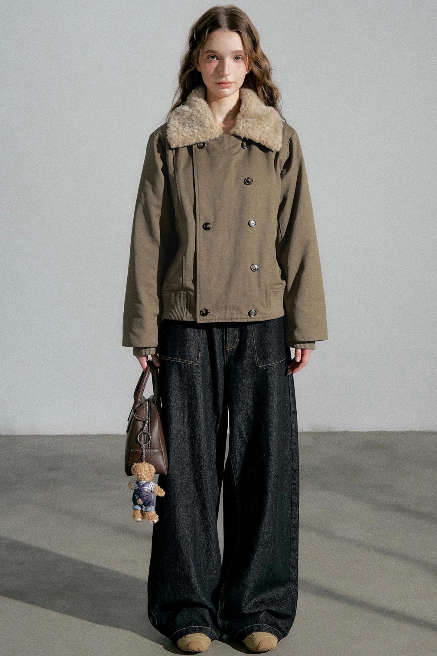 Large Lapel Fashion Double-Breasted Cotton Jacket