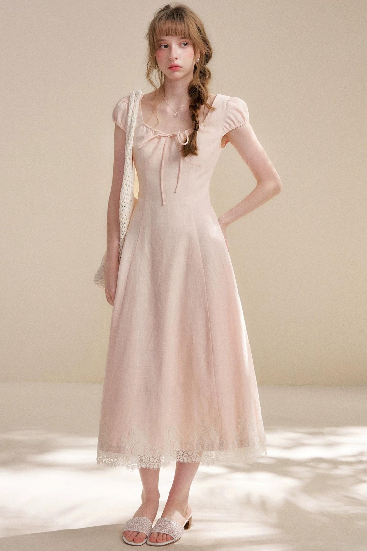 Custom-Dyed Lace A-Line Dress