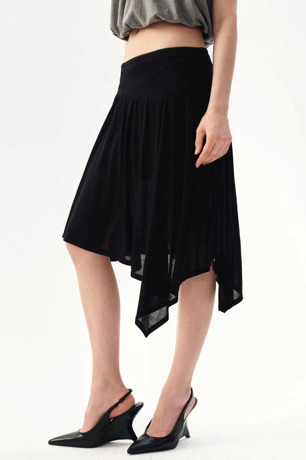 Irregular Mesh Midi Skirt