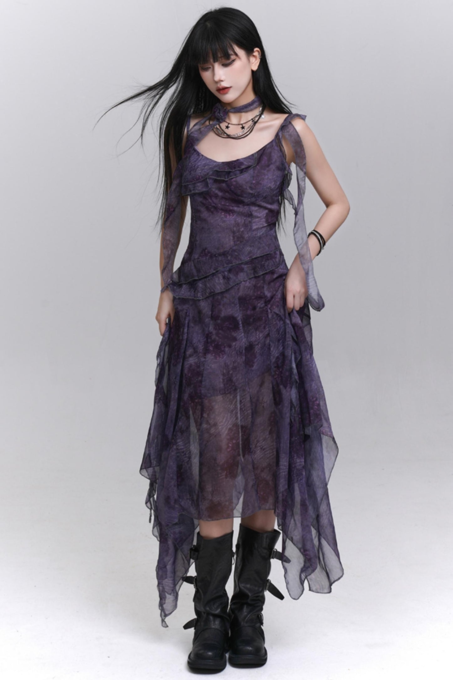 Purple Halter Summer Dress