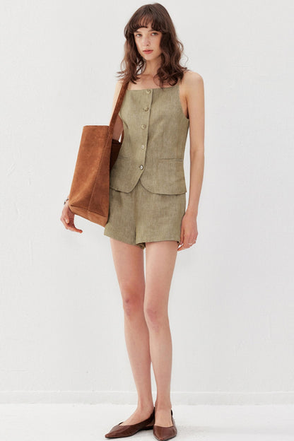 Tawny Linen Vest Set-Up