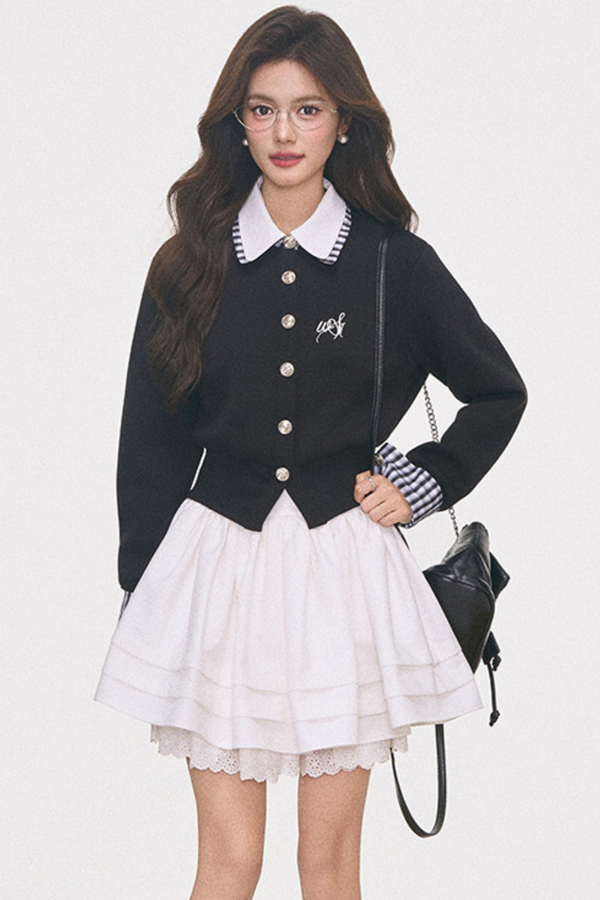 Knitted Cardigan Jacket and Skirt Set-Up