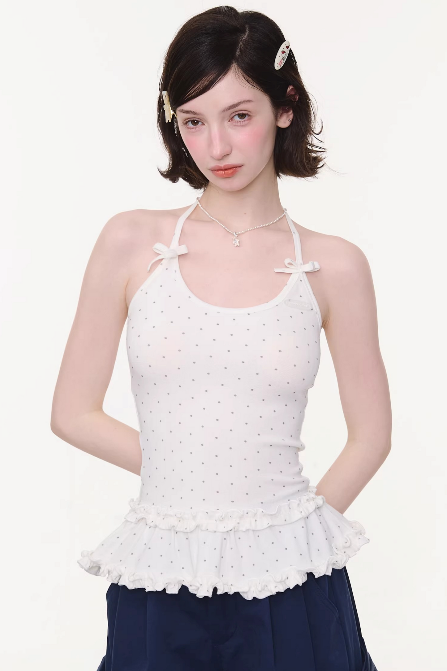 Mint Candy Lace Polka Dot Top