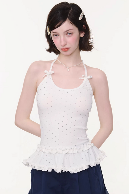 Mint Candy Lace Polka Dot Top