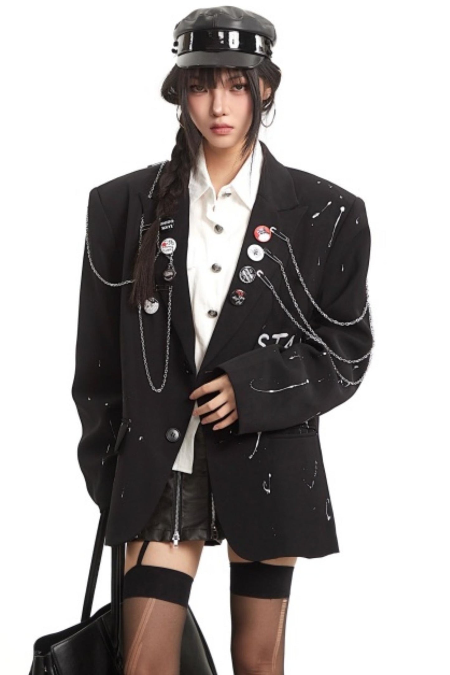 Gothic Print Chain Jacket