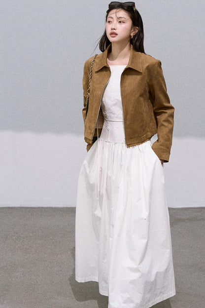 Suede Lapel Texture Short Jacket