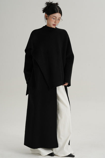 High-End Shawl Collar Wool Long Coat