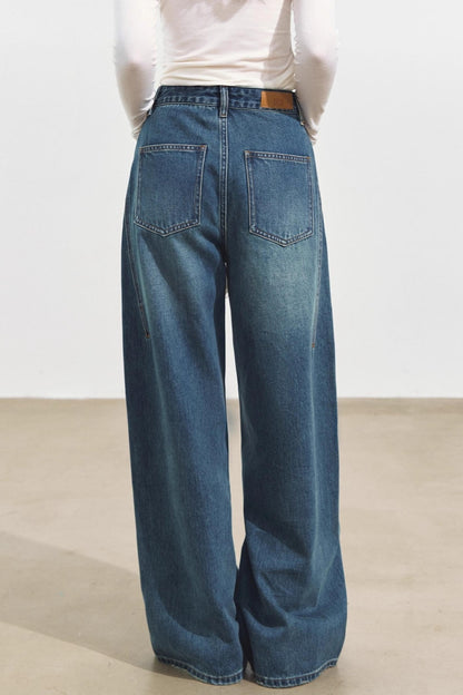 Three-Dimensional Split Wide-Leg Jeans