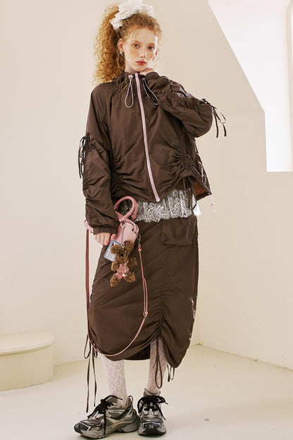 Versatile Color-Block Jacket Skirt Set-Up